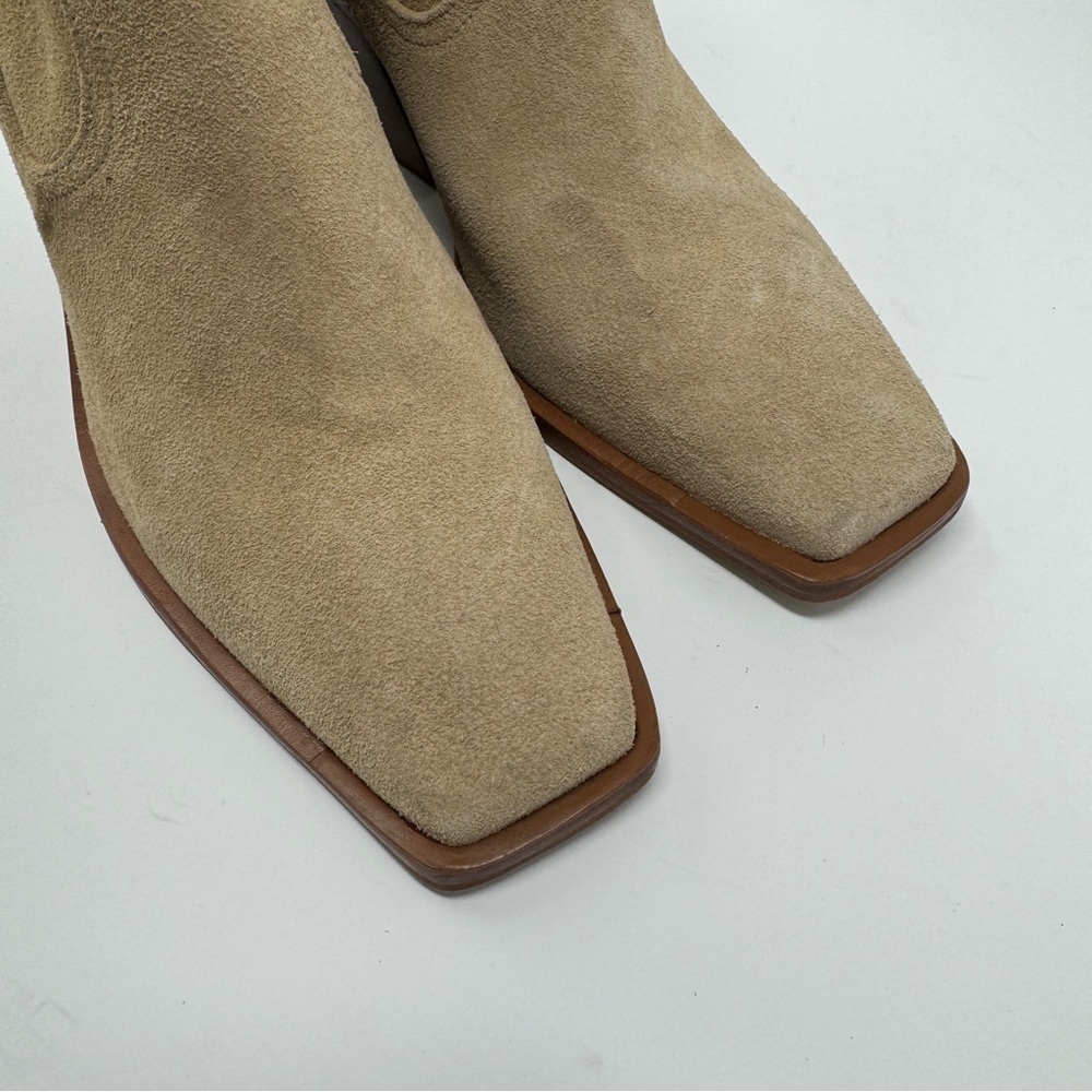 Vince Camuto Tan Suede Amtinda Tortilla Squared Toe Block Heeled Bootie Boot - Picture 12 of 14